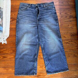 Banana Republic - High Rise Wide Leg Crop Jeans - Blue Wash - Size 33